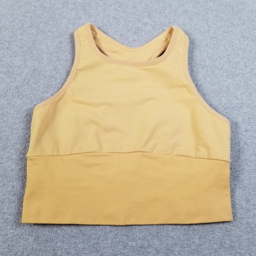 Free People Movement Crop Tank Top Women XS S Yellow FP High Neck Stretch Gym